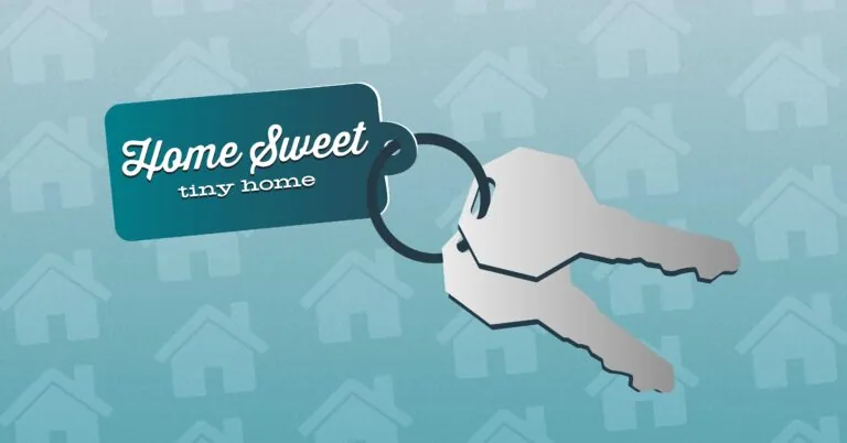 a keychain with the words "home sweet tiny home" on a tag